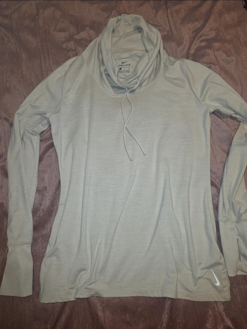 Nike Women's Pale Gray Cowl Neck Dri-FIT Pullover Sweater